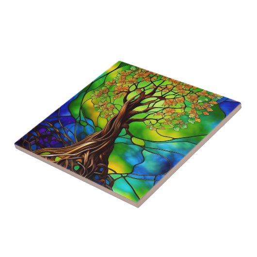 Farbenfroher Baum aus festem Glas - Look II Fliese (Seite)