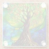 Farbenfroher Baum aus festem Glas - Look II Glasuntersetzer (Rückseite)
