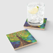Farbenfroher Baum aus festem Glas - Look II Steinuntersetzer (Seitenansicht)