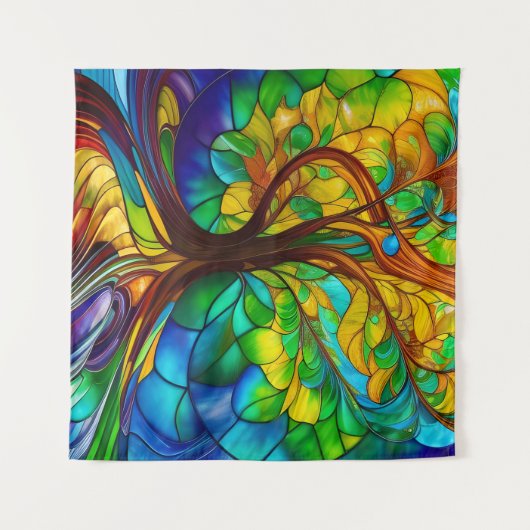 Farbenfroher Baum aus festem Glas Wandteppich (Vorderseite (Horizontal))