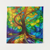 Farbenfroher Baum aus festem Glas Wandteppich (Vorderseite)