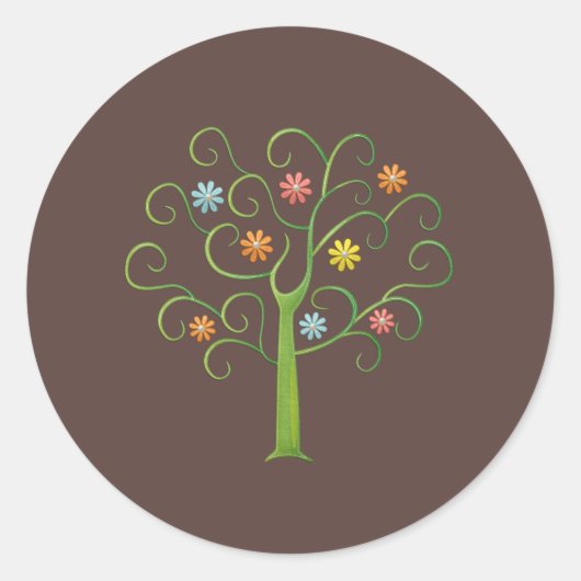 farbenfroher Baum des Lebens Runder Aufkleber (Vorderseite)