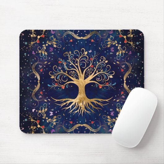 Farbenfroher Baum des Lebens - Yggdrasil Mousepad (Mit Mouse)