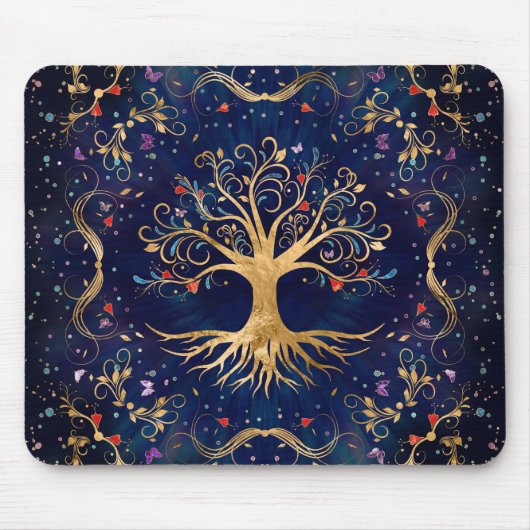 Farbenfroher Baum des Lebens - Yggdrasil Mousepad (Vorne)