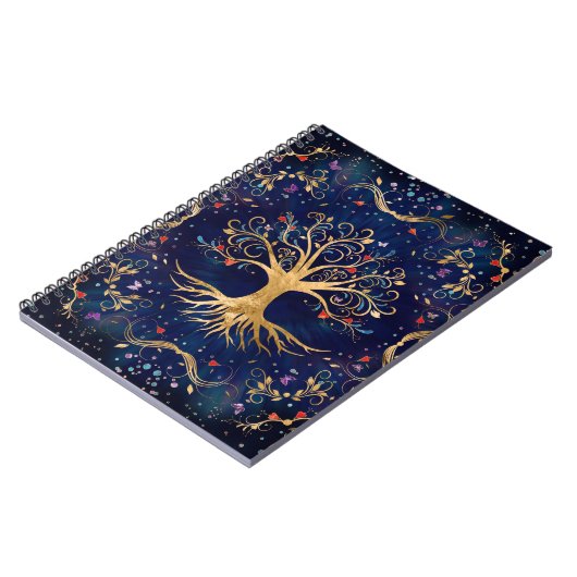 Farbenfroher Baum des Lebens - Yggdrasil Notizblock (Linke Seite)