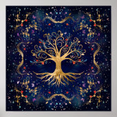 Farbenfroher Baum des Lebens - Yggdrasil Poster (Vorne)