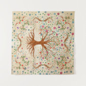 Farbenfroher Baum des Lebens - Yggdrasil Wandteppich (Vorderseite (Horizontal))