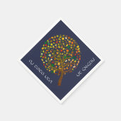 Farbenfroher Baum für Tu Bishvat Serviette (Ecke)