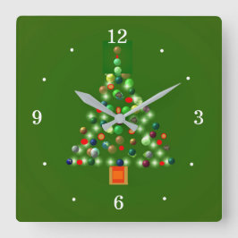Farbenfroher Baum> Weihnachtsuhren Quadratische Wanduhr
