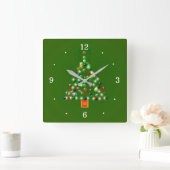 Farbenfroher Baum> Weihnachtsuhren Quadratische Wanduhr (Zuhause)