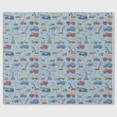 Farbenfroher Bauwagen Geburtstagswrapping Papp Geschenkpapier (Flach)