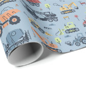 Farbenfroher Bauwagen Geburtstagswrapping Papp Geschenkpapier (Rolleneckpunkt)