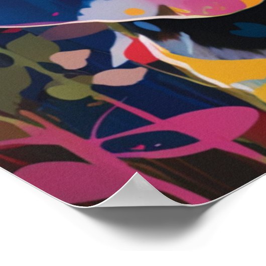 Farbenfroher Beagle Hund Poster (Ecke)