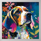 Farbenfroher Beagle Hund Poster (Vorne)