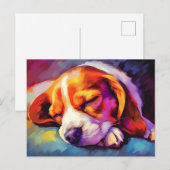 Farbenfroher Beagle Welpe schlafen Postkarte (Vorne/Hinten)