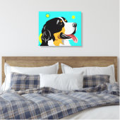 Farbenfroher Berner Hund Leinwanddruck (Insitu (Schlafzimmer))