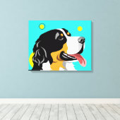 Farbenfroher Berner Hund Leinwanddruck (Insitu (Holzboden))