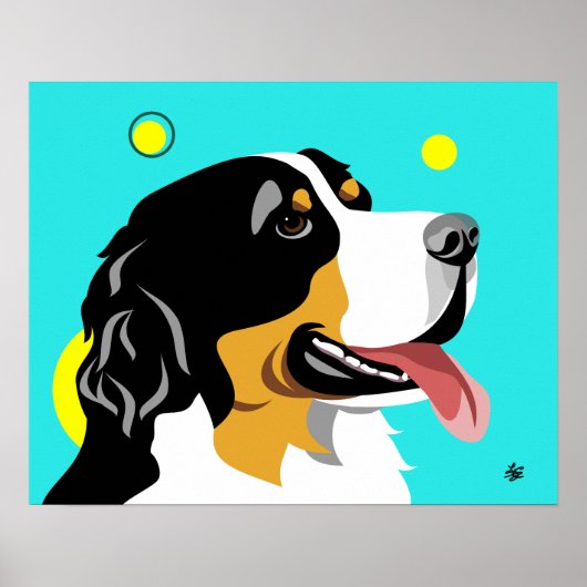 Farbenfroher Berner Hund Poster (Vorne)
