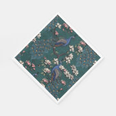 Farbenfroher Blaupfau und Magnolien Aquamarin Serviette (Ecke)