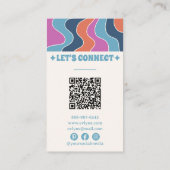 Farbenfroher Blue Pink Orange QR Code Groovy Trend Visitenkarte (Rückseite)