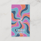 Farbenfroher Blue Pink Orange QR Code Groovy Trend Visitenkarte (Vorderseite)