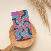 Farbenfroher Blue Pink Orange QR Code Groovy Trend Visitenkarte