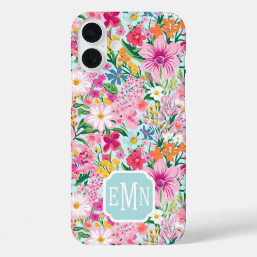 Farbenfroher Blumen-Garten-Monogramm Case-Mate iPhone Hülle (Rückseite)