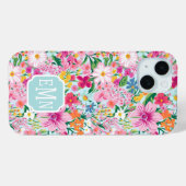 Farbenfroher Blumen-Garten-Monogramm Case-Mate iPhone Hülle (Rückseite (Horizontal))