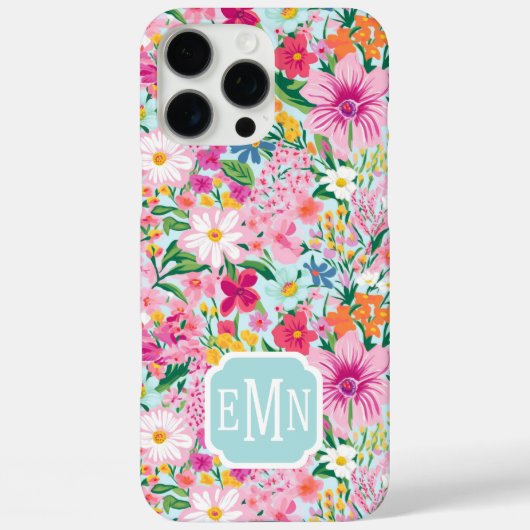 Farbenfroher Blumen Garten Monogrammiert Case-Mate iPhone Hülle (Rückseite)