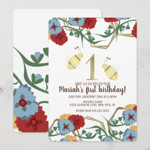 Farbenfroher Blumen- und Bienengarten zum ersten G Einladung