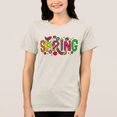 Farbenfroher Blumen- und Vogel-Frühling Tri-Blend Shirt (Vorderseite)