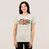 Farbenfroher Blumen- und Vogel-Frühling Tri-Blend Shirt (Vorderseite voll)
