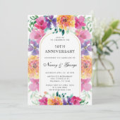 Farbenfroher Blumengarten 50. Hochzeitstag Einladung (Stehend Vorderseite)