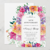 Farbenfroher Blumengarten 50. Hochzeitstag Einladung (Vorne/Hinten)