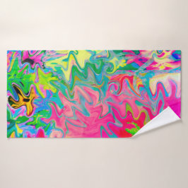 Farbenfroher Blumengarten Abstrakte Collage Badehandtuch