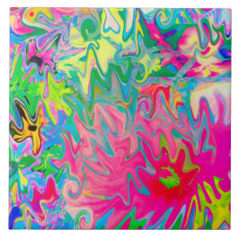 Farbenfroher Blumengarten Abstrakte Collage Fliese