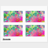 Farbenfroher Blumengarten Abstrakte Collage Rechteckiger Aufkleber (Blatt)