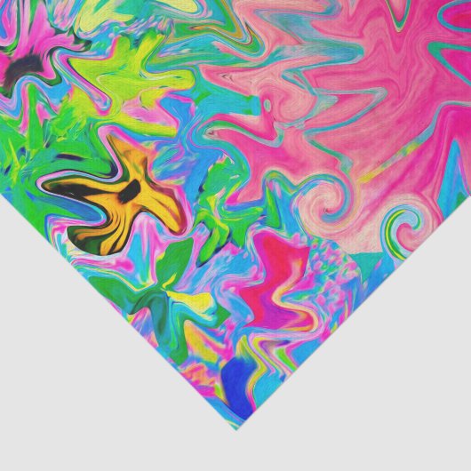 Farbenfroher Blumengarten Abstrakte Collage Seidenpapier (Ausschnitt)