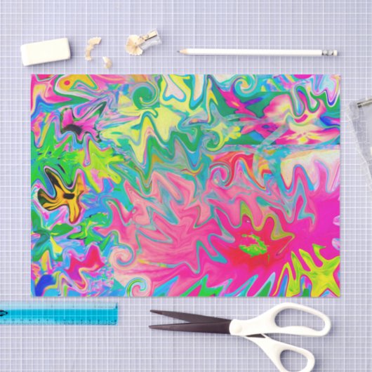 Farbenfroher Blumengarten Abstrakte Collage Seidenpapier (Handwerk)