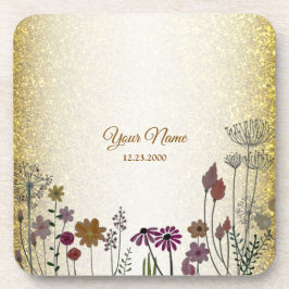 Farbenfroher Blumengarten Gold Glitter Hochzeitsfe Getränkeuntersetzer