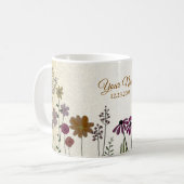 Farbenfroher Blumengarten Gold Glitter Hochzeitsfe Kaffeetasse (Vorderseite Links)