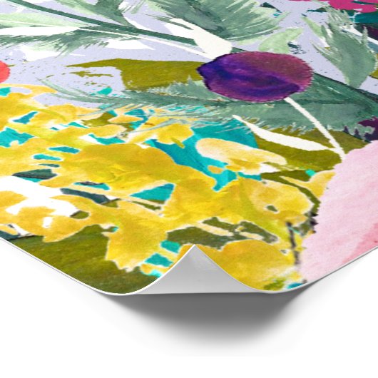 Farbenfroher Blumengarten Hochzeit Willkommen Poster (Ecke)