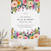 Farbenfroher Blumengarten Hochzeit Willkommen Poster (Küche)