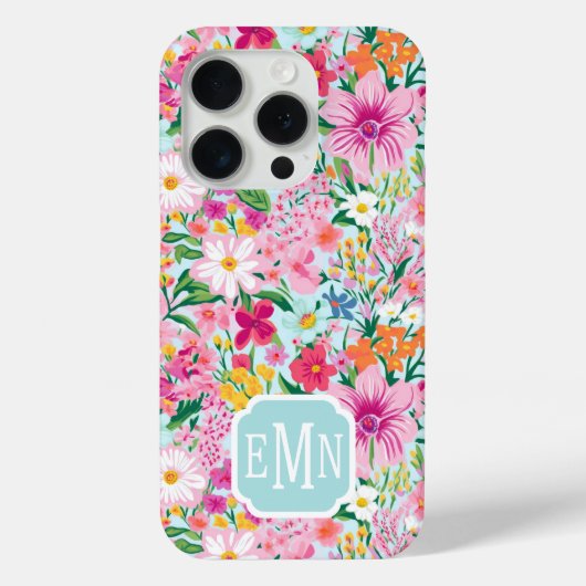 Farbenfroher Blumengarten-Monogramm Case-Mate iPhone Hülle (Rückseite)