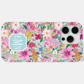 Farbenfroher Blumengarten-Monogramm Case-Mate iPhone Hülle (Rückseite (Horizontal))