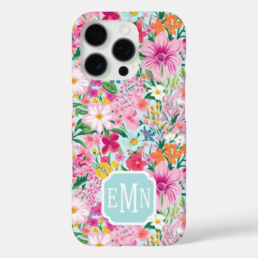 Farbenfroher Blumengarten-Monogramm Case-Mate iPhone Hülle (Rückseite)