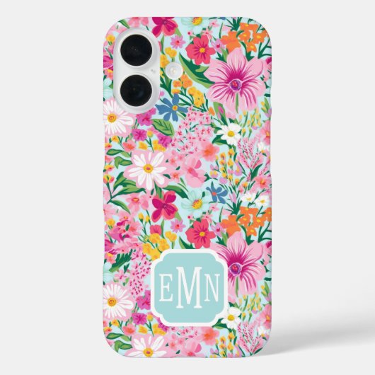 Farbenfroher Blumengarten-Monogramm Case-Mate iPhone Hülle (Rückseite)