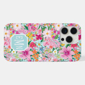 Farbenfroher Blumengarten-Monogramm iPhone Hülle (Rückseite (Horizontal))
