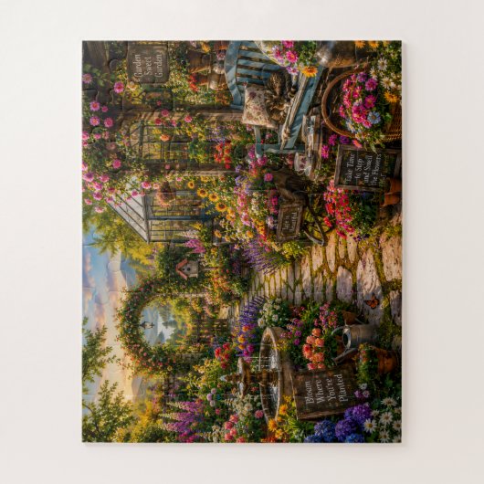Farbenfroher Blumengarten - Puzzle (Vertikal)