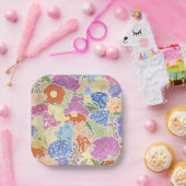 Farbenfroher Blumengarten und Schmetterlinge Pappteller (Party)